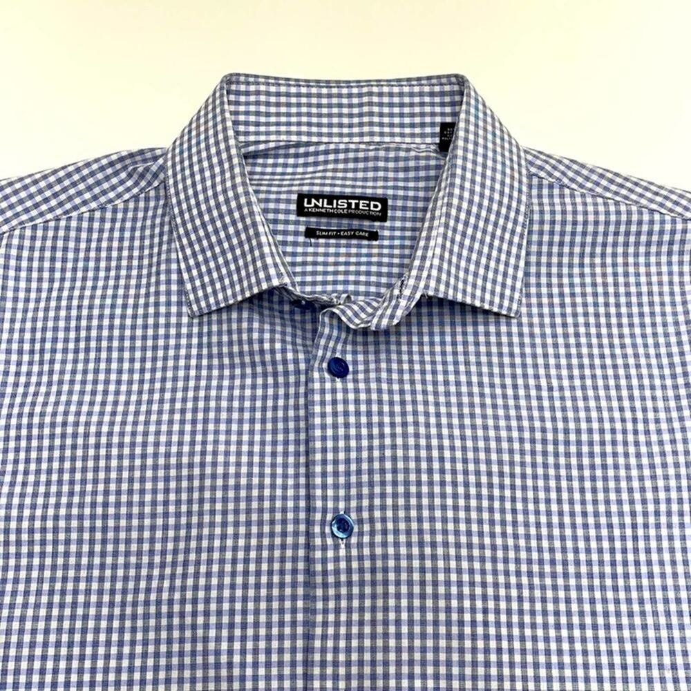 UNLISTED Mens Large Blue Checkered Dress Shirt